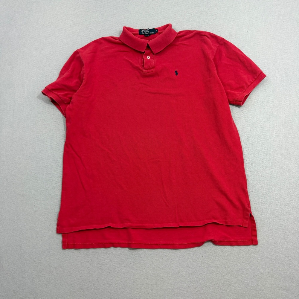 Vintage Polo Ralph Lauren Shirt Men XL Red Solid Short Sleeve Made in USA Cotton